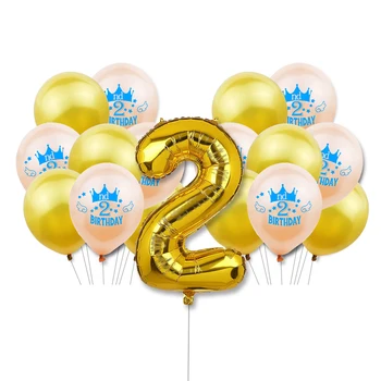 ZLJQ 2nd Mutlu Doğum Günü Balonlar Erkek Kız 2 Yaşında Parti Dekorasyon İki Yıl Doğum Günü Lateks Balon Numarası Balon Bebek Duş