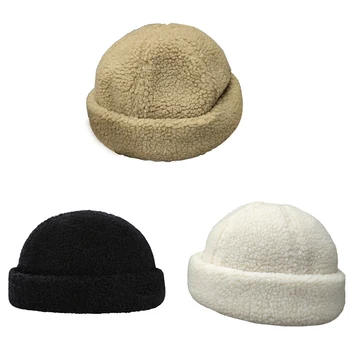 Retro Lambswool Kova Şapka Ayarlanabilir Ev Sahibi Şapka Vintage Denizci Şapka Serin Yakışıklı Docker Şapka StreetDancer Kaykaycı
