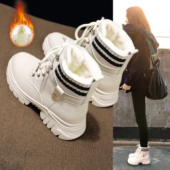 Tıknaz Çizmeler Kadın yarım çizmeler kadın ayakkabısı Peluş Sıcak Kar Patik Kış Kürk ayakkabı Kadın Ayakkabı Botas De Mujer