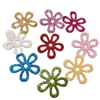 Dikmek Mix Renk Glitter keçe yamalar Giysi için 2.2 cm Çiçek Şekli 100 adet scrapbooking aksesuarları