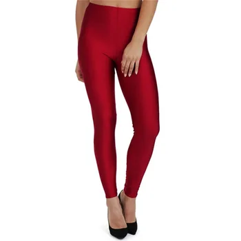 VISNXGI Sıcak Satış Tayt Kadınlar Katı Renk Floresan Parlak Pantolon Spandex Elastik Rahat Egzersiz Renkli Spor Pantolon