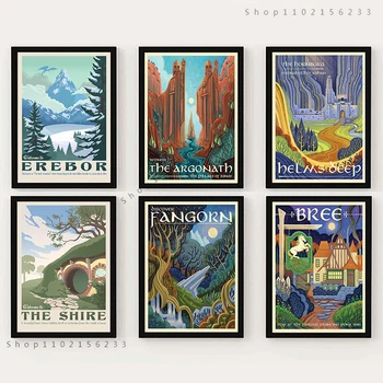 Tolkien duvar sanatı tuval yağlıboya Orta Dünya Manzara LOTR Posterler ve Baskılar Resimleri seyahat hediyesi Oturma Odası Ev Dekor
