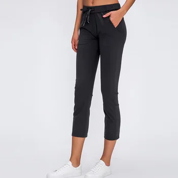2021 Kadın Dış Cepler Kapriler Rahat Geniş Bacak Tayt Buzağı Uzunlukta Pantolon 4 taraflı streç kumaş pantolon