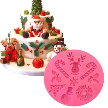 Noel Geyik Şekilli Kek Kalıp Silikon Kar Fondan Kalıp Şeker Zanaat Kek Dekorasyon Kardan Adam Noel silikon kalıp H852