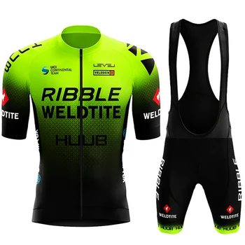 2022 HUUB Ribble Weldtite Bisiklet Jersey Setleri erkek Bisiklet Kısa Kollu Bisiklet Giyim Bisiklet maillot Bisiklet Jersey Bib Şort