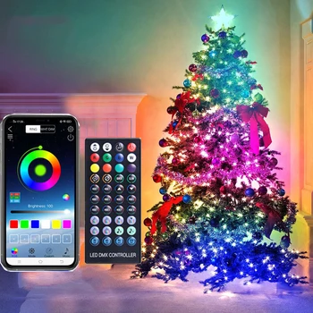 20M Akıllı App Kontrolü Peri İşık Açık RGB Bluetooth Noel Ağacı Dize işık USB Garland ışık Düğün noel dekoru