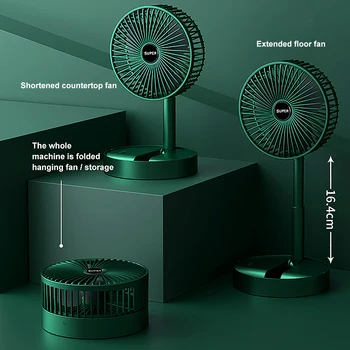 Zemin Ayakta Fan 3 Dişli Taşınabilir Fan Şarj Edilebilir Katlanabilir Teleskopik Masa Fanlar Düşük Gürültü Soğutma Fanı Ventilatör Kamp Fanlar