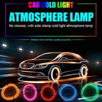 EL Tel Şerit halat floresan lamba Neon ışık 1m 2m 3m 5m kızdırma düz kenar Araba İç Atmosfer Lamba LED Şerit USB pil İle