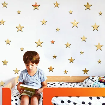 20 adet/takım Akrilik Ayna Yüzey Sticker Karikatür Yıldızlı duvar çıkartmaları Çocuk Odaları İçin Duvar Çıkartmaları Ev Dekor Sevimli Yıldız sanatsal fresk