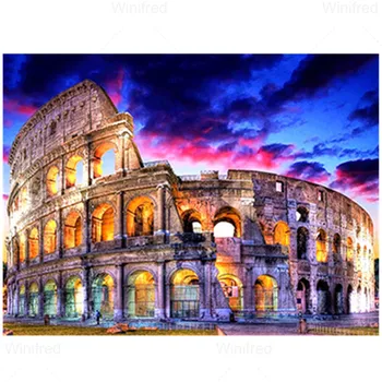 Colosseo 5D Elmas Boyama Colosseum Yunanistan Elmas Mozaik Diy Tam Yuvarlak Elmas Nakış Çapraz Dikiş Taklidi Homedecor