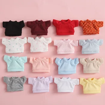 Ob11 oyuncak bebek giysileri renkli ob11 giysileri kısa kollu kazak T-shirt 1 / 12bjd bebek yuvarlak bir Molly bebek dip gömlek
