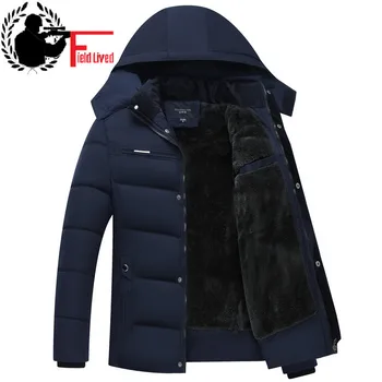 Yeni Marka Kış sıcak Ceket Erkek Kapüşonlu Mont Rahat Erkek Kalın Parka Ceket Erkek Ince Rahat Pamuk-Yastıklı Kadife Giyim