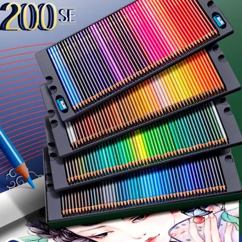 48/72/120/200 su renkli kalemler Profesyonel Yağ renkli kalemler Seti Ahşap Yumuşak su renkli kurşun kalem Çizim Kroki Sanat Malzemeleri