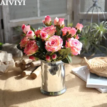 Yüksek kaliteli yapay çiçekler canlı gerçek dokunmatik gül rayon çiçek gelin ev düğün dekorasyon