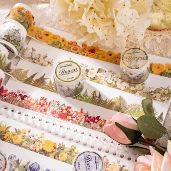 Japon Maskeleme Washi Bant Sevimli Kawaii Bitkiler Çiçekler Dekoratif Yapışkan Bant Dıy Scrapbooking yapışkan etiket Kore Kırtasiye
