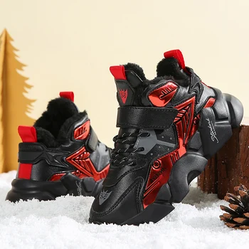 Kış Çocuk Sneakers Erkek Hafif koşu ayakkabıları Çocuklar için gündelik ayakkabı Sıcak Peluş Kışlık Botlar Çocuklar için Kar Botları