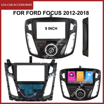Gerçek Düğme 9 İnç Araba Fasya Ford Focus 2012-2018 İçin Hiçbir Kablo Canbus Android MP5 Oynatıcı WİFİ GPS Stereo Radyo Paneli Dash Çerçeve