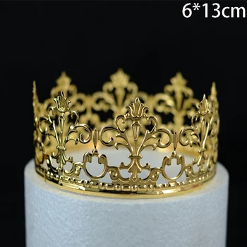 1 ADET Tiara Altın Renk Taç Kek Topper Dekorasyon Dekoratif Zarif Düğün Pastası Prenses Doğum Günü Dekorasyon Parti Malzemeleri