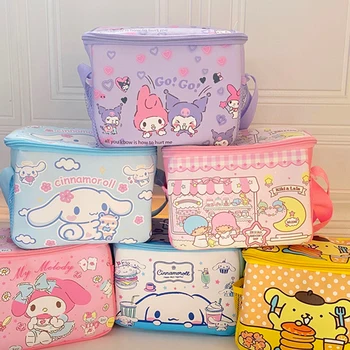 Kawaii Sanrio Piknik Çantası Taşınabilir Karikatür Yalıtım Çantası Kuromi Melodi Cinnamoroll Su Geçirmez Çanta Pu yemek kabı saklama çantası