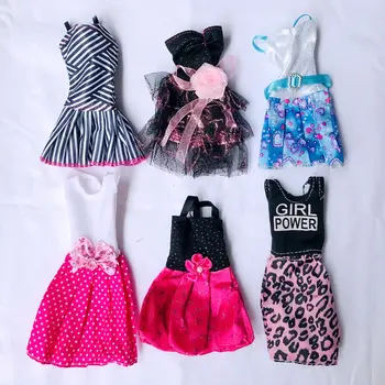 Moda Bebek Elbise 6 Stil/Lot Çocuk Oyuncakları noel hediyesi Kıyafet Giysileri Minyatür Aksesuarları Barbie DIY Çocuk Oyuncakları Hediyeler