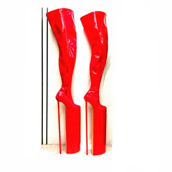 23.62 in Topuk Yüksekliği Seksi bayan Botları Yuvarlak Ayak Stiletto Topuk Platformu Diz Üzerinde Çizmeler ABD boyutu 6-14 No. 604