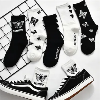Yeni Komik Kelebek Çorap Kadın Streetwear Harajuku Ekip Çorap Hiphop Sakteboard Çorap Moda Beyaz Meias Dropshipping Kaynağı