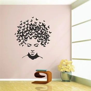 Kelebek Kadın Kafa Duvar Çıkartması Kelebek Duvar Dekorasyon Kelebek Duvar Sticker Oturma Odası Yatak Odası Art Deco Ev Dekorasyon