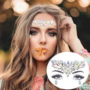 Glitter Yüz Jewels Sticker Geçici Dövme Parti Yüz Makyaj Araçları Rhinestones Flaş Dövme Çıkartmalar Sahte Elmas