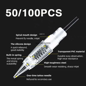 50/100 ADET Mikropigmentasyon Dövme İğneler Microblading Dövme Kartuşları Tek Kullanımlık Vida Charmant Kalıcı Makyaj Makinesi Kalem