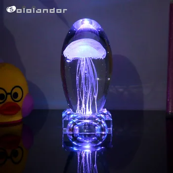 Yeni Yaratıcı hediyeler Denizanası Modeli 3D LED Renkli Aydınlatma Lambası Kristal Masa Lambası Tatil Odası Dekorasyon Gece Lambası