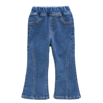 IENENS Boot Cut Pantolon Kız Streç Kot Çocuk Giysileri 2-7 Yıl Çocuk Kot Pantolon Bahar Sonbahar Giyim Sıska Uzun pantolon