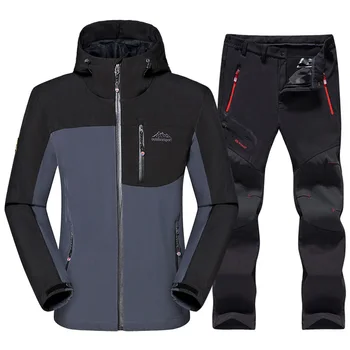5XL Taktik Ceket + Pantolon Erkek Polar Yumuşak yüzeyli ceket Su Geçirmez Avcılık Takım Elbise Rüzgarlık Açık yürüyüş ceketi Ve Pantolon