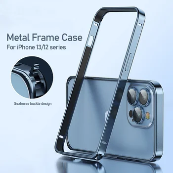Lüks Metal Çerçeve Lens Koruma Çantası Tam Lens Cam Kapak Buzlu Şeffaf arka kapak iPhone 13 12 11 Pro Max Mini
