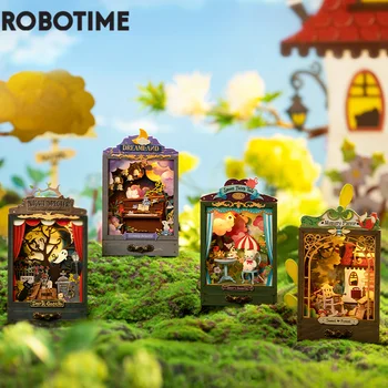 Robotime Rolife Dollhouse DIY minyatür gizli bahçe kutusu sineması ışık ile 4 stilleri ev dekor montaj 3D ahşap oyuncaklar DS023