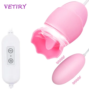 VETIRY Dil Yalama Vibratör Klitoris Vajina Stimülasyon 12 Hız USB Titreşimli Yumurta Seks Oyuncakları Kadınlar için Kadın Mastürbasyon
