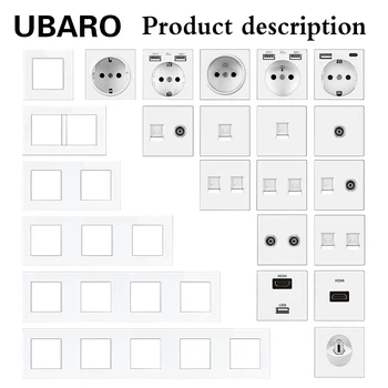 UBARO Beyaz Soket USB 5V 2100mA RJ45 / RJ11 / TV / HDMI İndüksiyon Led Ayak Lambası Çok Türleri Modülü Boyutu 52 * 52mm DIY Kurulum