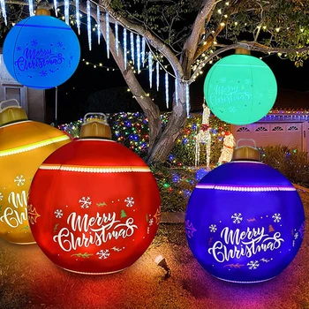 60 CM aydınlık açık Noel şişme dekoratif top PVC dev aydınlatılmamış büyük top ağacı dekorasyon açık oyuncak top Noel o