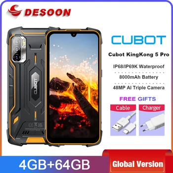 Cubot KingKong 5 Pro 4G 64GB IP68 / IP69K Su Geçirmez güçlendirilmiş akıllı telefon 8000mAh 48MP Üçlü Kamera Android 11 NFC Cep Telefonu