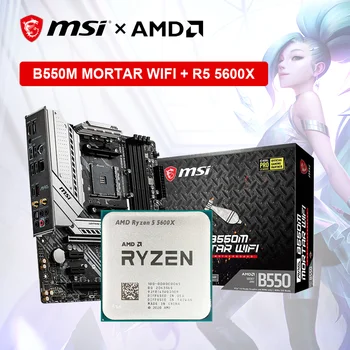 AMD Yeni Ryzen 5 5600X R5 5600X CPU + MSI MAG B550M HARÇ WIFI Anakart Seti Soket AM4 AMD CPU İşlemci DDR4 B550 PCI 3.0