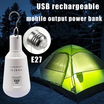 Taşınabilir kamp feneri şarj edilebilir LED E27 USB Ampul Kamp Çadırı Seyahat Lambası Açık Güçlü Aydınlatma Acil 5V Çıkış