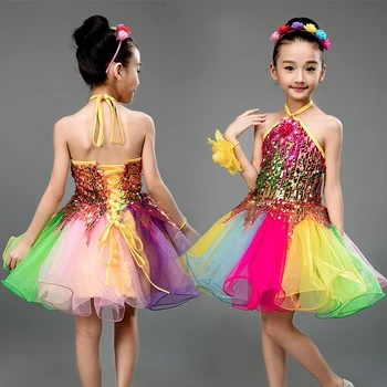 Kızlar İçin Bale Elbise Çocuk Kız Dans Çocuklar Sequins Bale Kostümleri Kızlar İçin Tutu Dans Kız Sahne Giyim Performansı