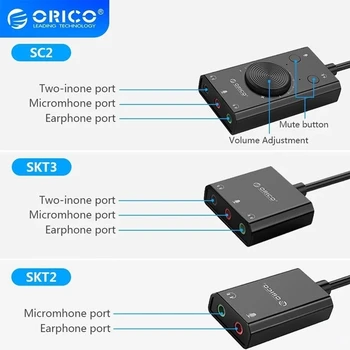 ORICO USB Harici Ses Kartı ses arabirimi + Mikrofon Bağlantı Noktası Jakı 3.5 mm Adaptör Sessiz Ses Ayarı Harici Ses Kartı