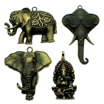 1 adet Filler Charms Vintage Antik Bronz Kaplama Ganesha Charms Kolye Bilezikler İçin Büyük Filler Takılar Takı Yapımı