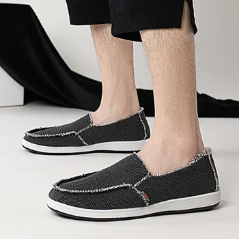 2022 Yaz Erkekler Nefes Rahat kanvas ayakkabılar Lüks Marka Loafer'lar Hafif Bot Ayakkabı Slip-on vulkanize ayakkabı Sneakers