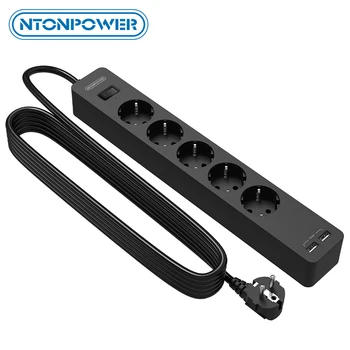NTONPOWER Duvara Monte USB güç şeridi Uzatma Kablosu Dalgalanma Koruyucusu Elektrik Soketi AB Tak Ev Ağ Filtresi