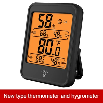 Elektronik dijital termometre higrometre dokunmatik ekran konfor hatırlatma mıknatıs ile ev arka ışık termometre Hava istasyonu