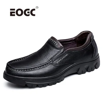 Artı Boyutu Erkek Botları en kaliteli hakiki Deri Slip-On yarım çizmeler Ayakkabı Rahat Moda Platformu erkek ayakkabısı