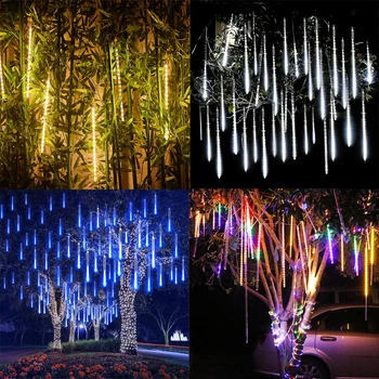 8 adet 20-50cm meteor duş yağmur damlası dize lamba tüpü lamba ıcicle kar yağışı parti tatil bahçe dekorasyon peri masalı lambası