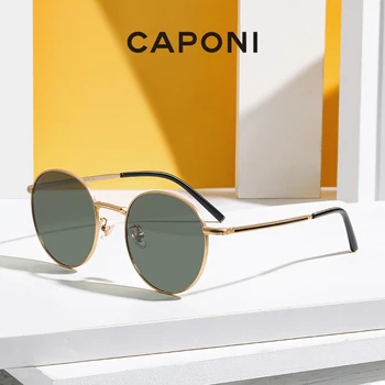 CAPONI Shades Kadınlar Vintage Marka Tasarımcısı Yuvarlak Güneş Gözlüğü Trend polarize güneş gözlükleri Moda Sürüş Gözlük 31020