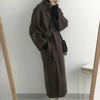 Uzun Yün Karışımı Kadın Ceket Batwing Kore Kış Sıcak Ukrayna Gevşek Palto Mujer Kar Giyim Uzun Yeni Gary Ceket